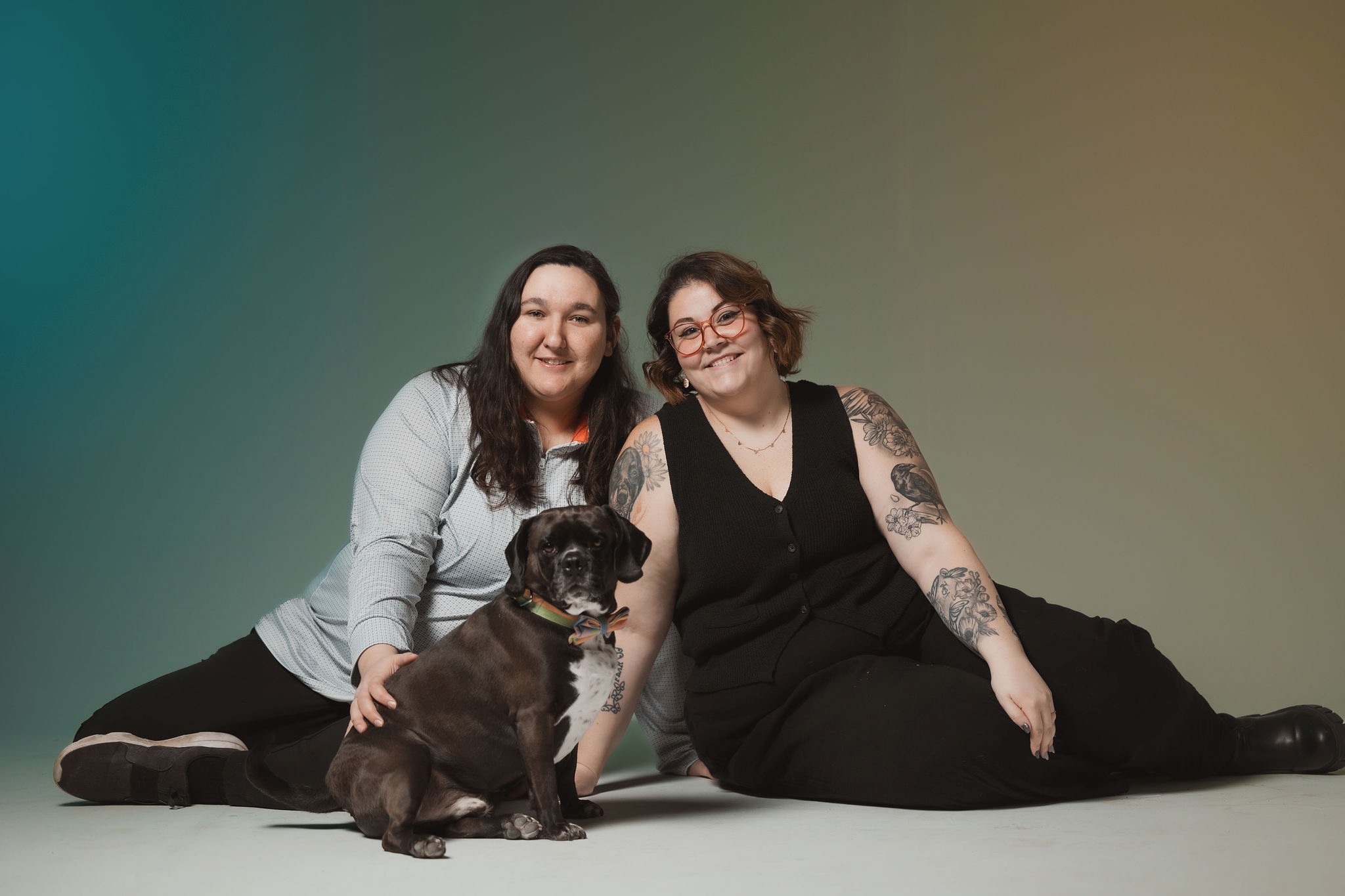 Jess and Morgan with the pack